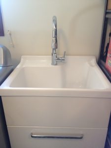 Laundry sink and faucet installed