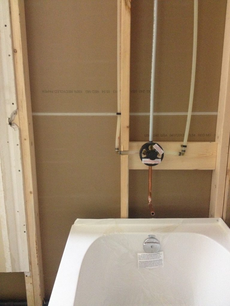 New installation of bathtub and shower valve Callaway Plumbing and