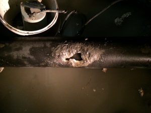 large hole in 4" water main